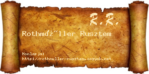 Rothmüller Rusztem névjegykártya